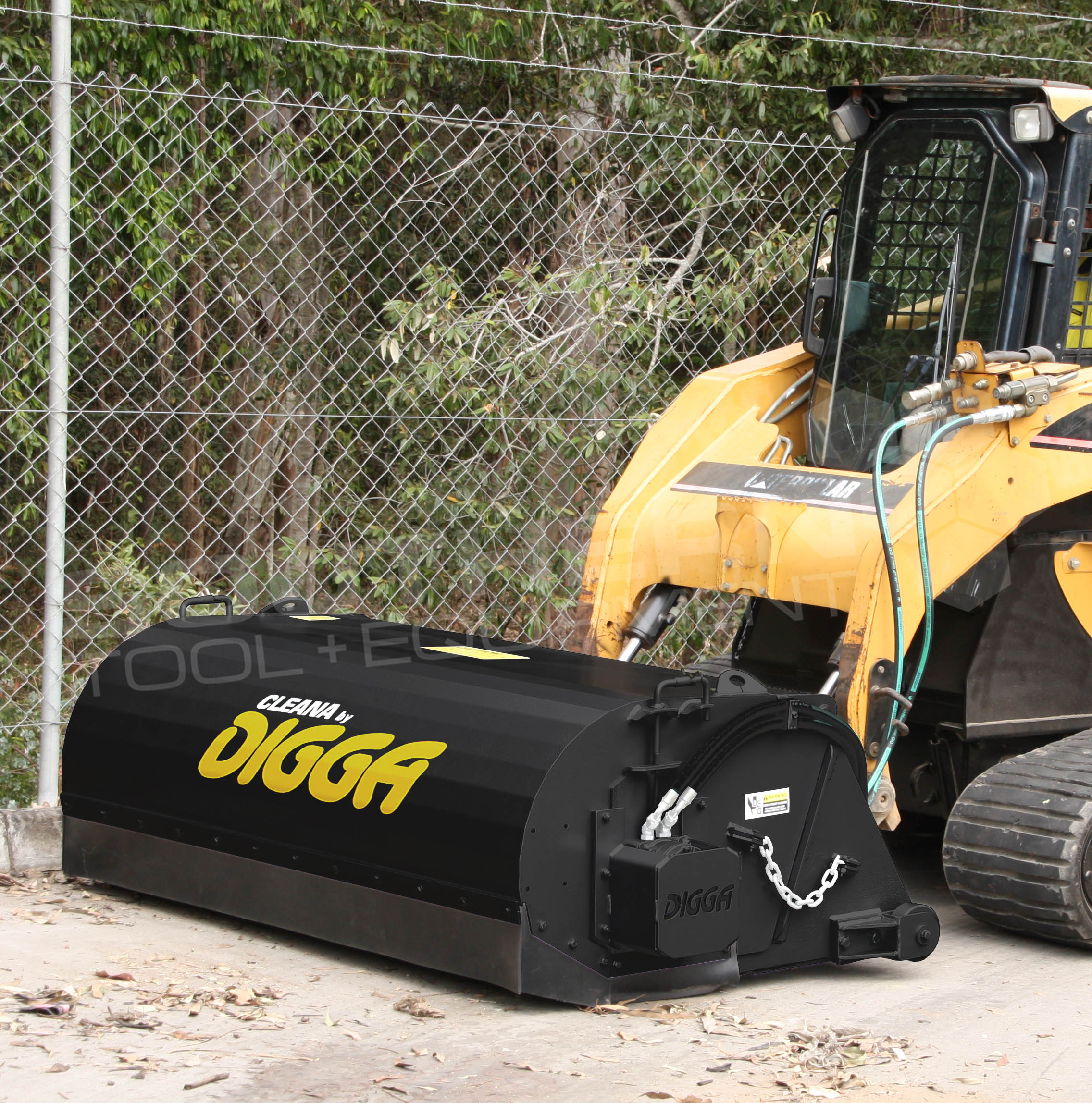 Digga 1700mm Enclosed Skid Steer Bucket Broom Sweeper Southern Tool